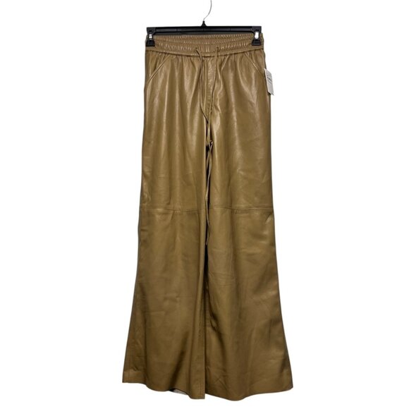 NWT Good American Faux Leather Wide Leg Trousers Warm Carmel Small (GA size 1) - Picture 4 of 11